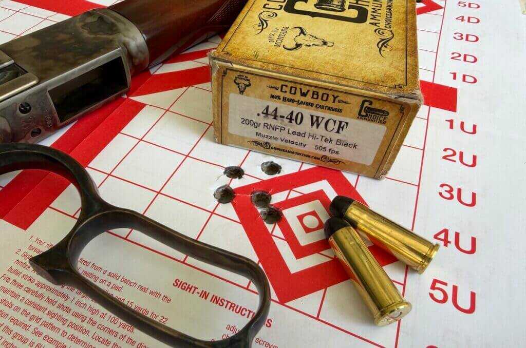 Choice Ammunition .44-40 Cowboy load and 25-yard Uberti 1873 accuracy target