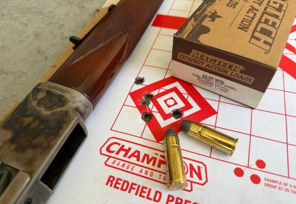 MagTech .44-40 Cowboy Action Loads and 25-yard Uberti 1873 target