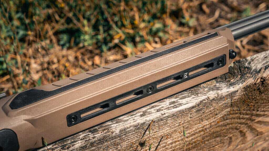 Savage 110 Core Tactical integral ARCA rail and M-Lok forend for bipod and tripod use