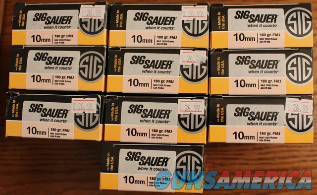 SIG Sauer 10mm Auto 180gr FMJ Ammo Lot