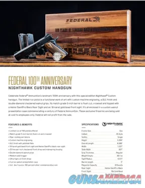 Nighthawk Custom 1911 Federal Ammunition...