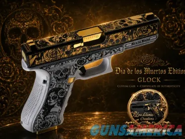 Custom Día de los Muertos Glock– 24K Gol...