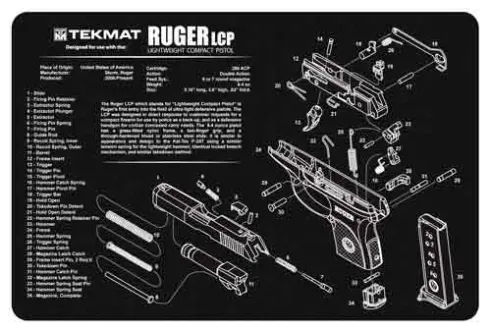 TekMat TEKMAT PISTOL MAT RUGER LCP BLK