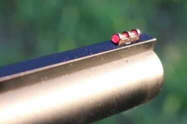 The Browning A5 Stalker—New Gun Review The front sight on the A5 is a bright red fiber optic. It sits on top of a long flat rail that extends all the way to the back of the receiver.