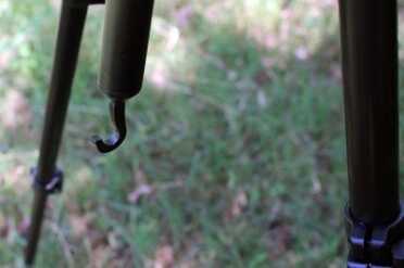 If you need more stability, the tripod has a hook that can hold weight. Or it could be used to stake down the tripod if there is heavy wind.