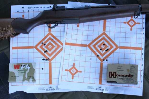 It was no surprise that the Garand shot into under or around 3" with the Hornady ammo. The cheap steel case ammo spread into just about the same dispersal as the SVT. 