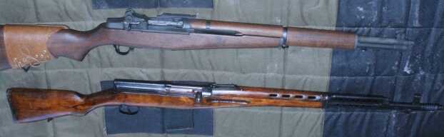 The SVT-40, below, is the Soviet counterpart to the M1 Garand. It was the semi-auto battle rifle of the the Allies on the Eastern Front. 