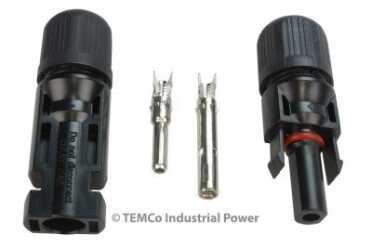 Prepping 101: Piecing Solar Power Systems for SHTF These are the MC4 connectors that most people use with solar. They are a weatherproof connector.