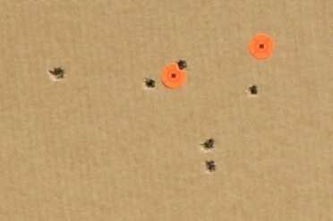 Six shots at the center sticker. This is from 25 yards.