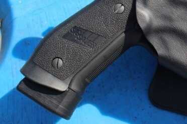 The highley textured grip fits my hand better than any other gun on the market. 