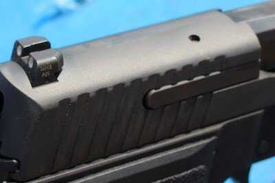 Deep rear slide serrations on SIG P226 TacOps