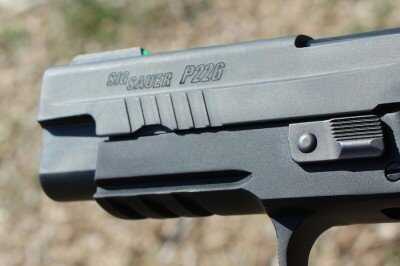 Front slide serrations on SIG P226 TacOps pistol