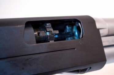 This pump action has a rotating locking bolt - somewhat like that of an AR-type rifle.