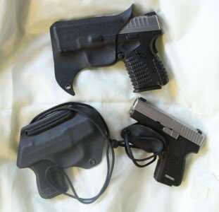 Deep Concealment - Pocket, Neck, Trigger Gaurd Holsters These are the three products I have tried from Armored Carry, which used to be called Double Tap Holsters. The top is a pocket holster, the left is the neck holster, and on the right is the trigger guard shield with a lanyard.