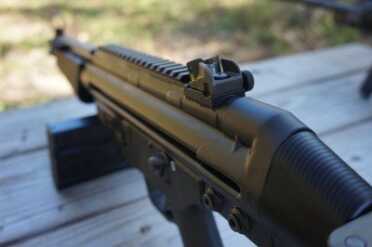 The rear sight on the PTR 51P.