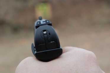The grip fills the hand, making the overall small size feel somewhat odd.
