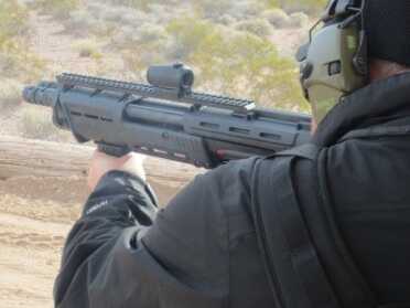 The DP 12 Double Barreled Pump--SHOT Show 2015 Shooting the DP-12 isn't any more difficult than shooting any other 12 gauge. The second kick just comes a bit faster.
