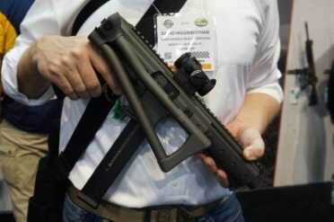 LWRC's New .45 ACP Sub Gun--SHOT Show 2015 With the stock folded the gun is a very small package.