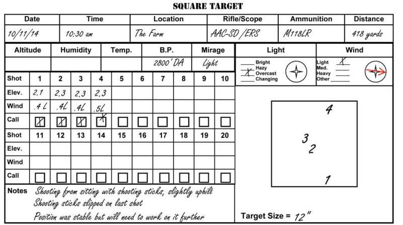 Dope Cards and Ballistic Charts - Low Tech Best for Long Range Shooting New Modular Page -Square Target.pub