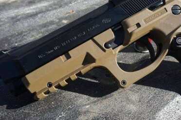 Recover that Beretta m9 All of the controls remain accessible, of course.