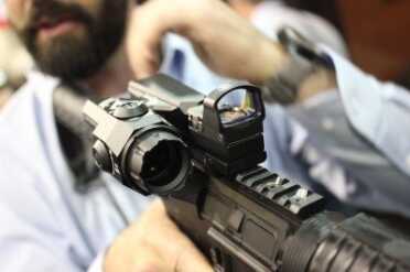 From this end it looks like a traditional pair, only the magnified optic is offset. 