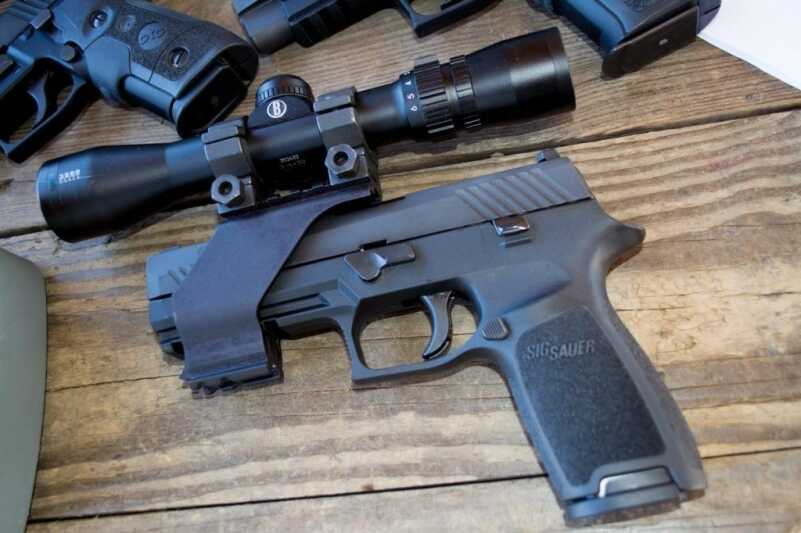 I used this UM Tactical optics mount and a Bushnell Elite 3500 Handgun scope for accuracy testing.