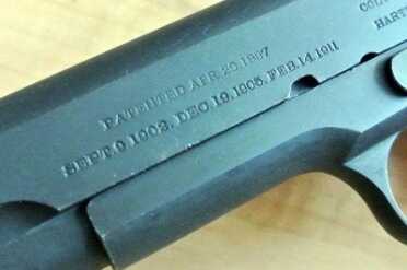 Shooting History: 1913 Production Colt 1911 - Old Gun Review Paten dates.