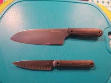 The Most Under-Appreciated Tool You Should Invest Money In, But Probably Haven't The two knives I purchase. The Santoku along with the titanium paring knife.