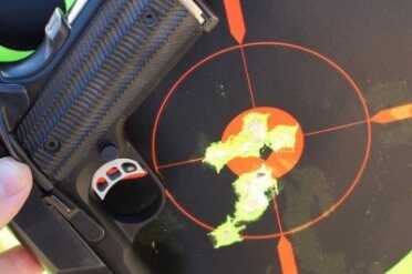 The Single Stack 9mm Perfected--Nighthawk T4 The more I worked with the T4, the more I liked it. I even got to where I could thread the needle from a timed holster draw. These were shot from 21 feet as fast as I could from the holster.