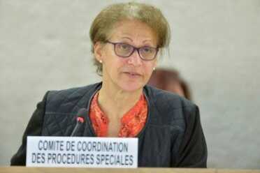 Chairperson of the Working Group of Experts on People of African Descent Mireille Fanon-Mendes-France. (Photo: UN/Jean-Marc Ferré)