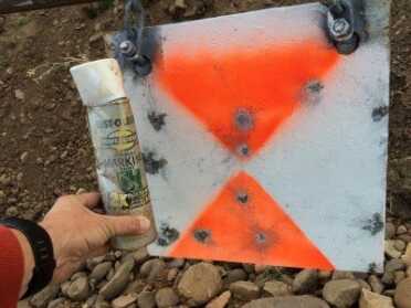 Here's our 1,000 yard target. My shooter/spotter partner and I plugged this 15-inch square target pretty good from 1,000 yards. I'm claiming the one in the center.