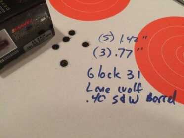 Ammo Test: Barnes TAC-XPD .40 S&W 140 grain I was surprised at the accuracy from a Glock 31 (.357 Sig) using a Lone Wolf .40 S&W conversion barrel.