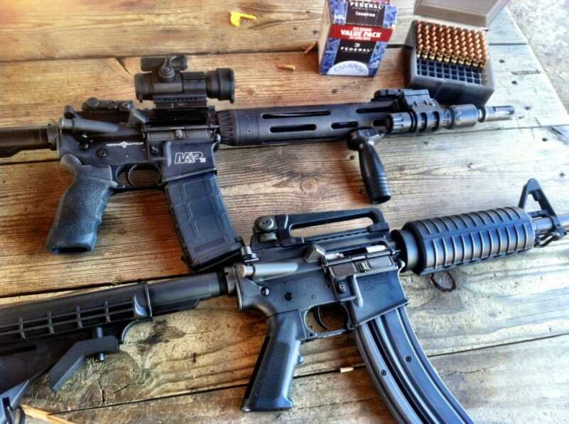 Build an AR-15: AR Calibers A Smith & Wesson M&P 15 VTAC (top) and Colt M4 chambered in .22LR (below)