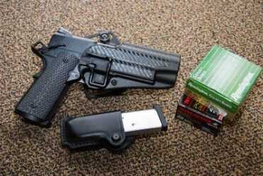 Gun Review: Springfield Armory 1911 TRP I didn't have any trouble with standard 1911 holsters, like this Blackhawk! Serpa.