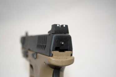 First Look: Springfield Armory XD(M) 9mm and 45 Threaded Barrel Models Tall rear sight for suppressor use and the XD(M) cocking indicator.