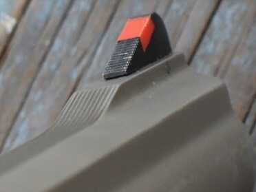 Shoot-out: Colt Python vs. Smith & Wesson 686 An orange strip in the front blade.