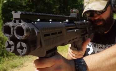 DP-12 Review--A Functional Double Barrel Bullpup As compact as it is, the double barreled from end looks very intimidating.
