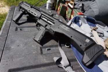 DP-12 Review--A Functional Double Barrel Bullpup The grip has recoil mitigation, too.