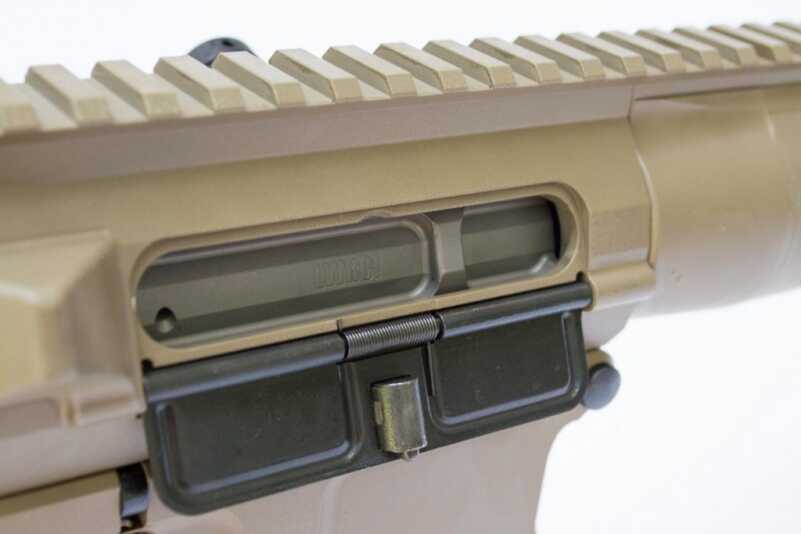 The bolt carrier and bolt are nickel-boron coated. They're easy to clean, although they don't get very dirty in the first place. The coating also includes built-in lubricity.