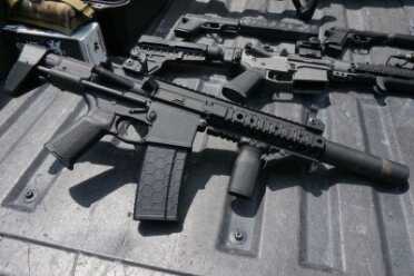 The Best 5.56 Silencer for the Money? Griffin Armament's Spartan 3 We also tested it on a 7.5" full auto barrel. No problems there, either.