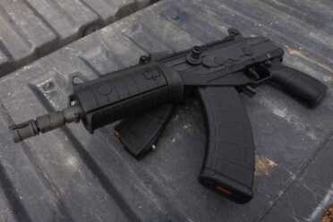 The Galil Ace--7.62 x 39 Perfected Rail sections can be covered if you want a smother grip.