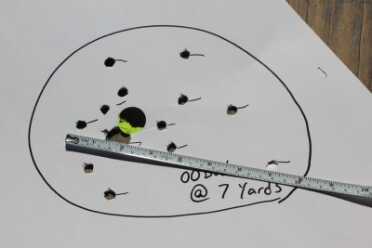 Why Does Everyone Love the Remington 870? The sread from buckshot at 7 yards.