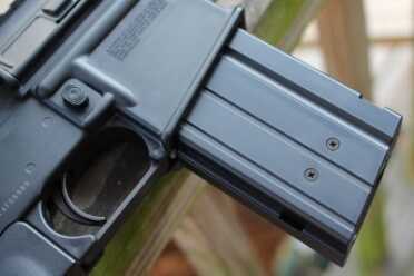 The rest of the controls also work like they would on an AR-15. The mag drop drops the mags, but you still need to thumb a catch on the mag to get it free.