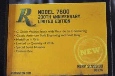 Remington Bicentennial Limited Editions - SHOT Show 2016 7600 details.