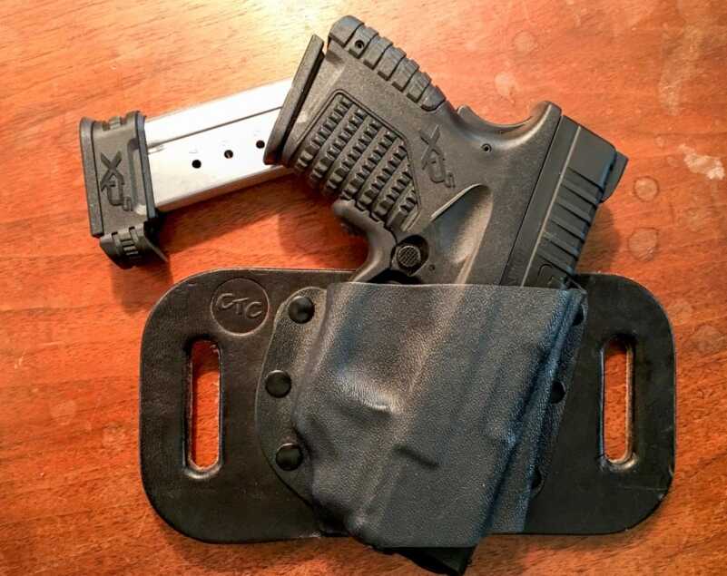 We Shoot the New .40 S&W XD-S from Springfield Armory The CrossBreed SnapSlide is a great option for OWB carry. Note the high positioning of the gun relative to the beltline.