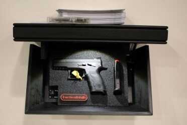 Short shelves for handguns.