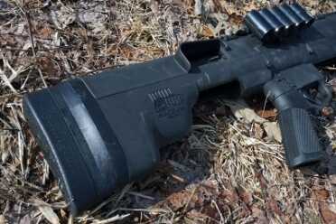 Ejection happens high on the stock, behind the grip. In all of the rounds we fired, we had no issues with ejection.