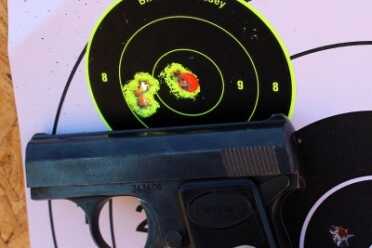 The Baby Browning--a Micro Classic 5 rounds nice and slow from 15 feet.