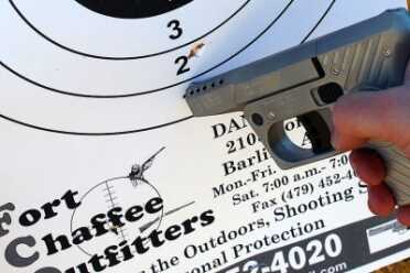 Heizer's Pocket AK and Pocket AR--7.62x39 and .223 Hand Cannon Review Sam's shot from 10 feet with the PAR1, aimed at the #2.