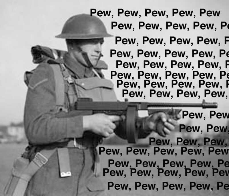 When compared to the picture above, this one looks less intense. So I wrote pew, pew, pew all over it. Maybe that's sacrilege. If so, I apologize. 